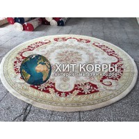 Китайский ковер 0014 Крем-красный  круг